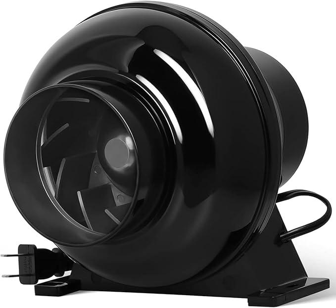 iPower 4 Inch 195 CFM Inline Duct Ventilation Fan Quiet Exhaust Vent Blower for HVAC, Hydroponics Grow Tent, Attic, Basements or Kitchens, Black by iPower