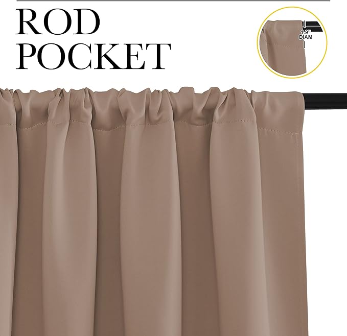 NICETOWN Room Darkening Curtains for Bedroom, Cappuccino, Set of 2 Panels, 62 x 84 Inch, Triple Weave Home Decoration Thermal Insulated Solid Drapes for Patio Door - Image 2