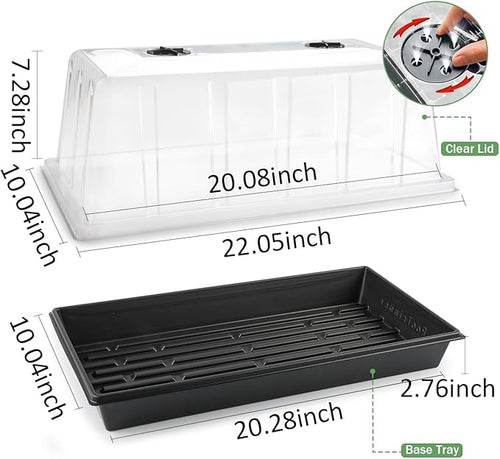 1020 Plant Tray with Tall 7.3'' Dome, 5-Pack Extra Large Seed Starter Tray with Humidity Domes, Heavy Duty 1020 Trays and Flats with Lid, Seed Germination Mini Greenhouse No Hole for Balcony Garden - Image 2