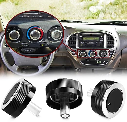 Upgraded 3PCS Toyota Tundra AC Knobs Compatible with 2000 2001 2002 2003 2004 2005 2006 Toyota Tundra Accessories, AC Heater Blower Fan Switch Control Button Replacement for 55905-0C010, 559050C010 by Xislet