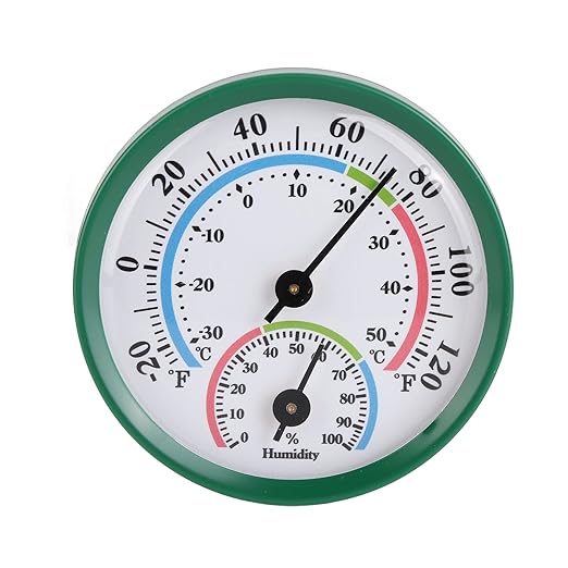 Jeanoko Pointer Type Thermometer Hygrometer Indoor Temperature Humidity Meter Monitor Gauge Mini Thermometer Hygrometer for Home Indoors Office Use Sauna (TH103B Green Shell Color Face) by Jeanoko