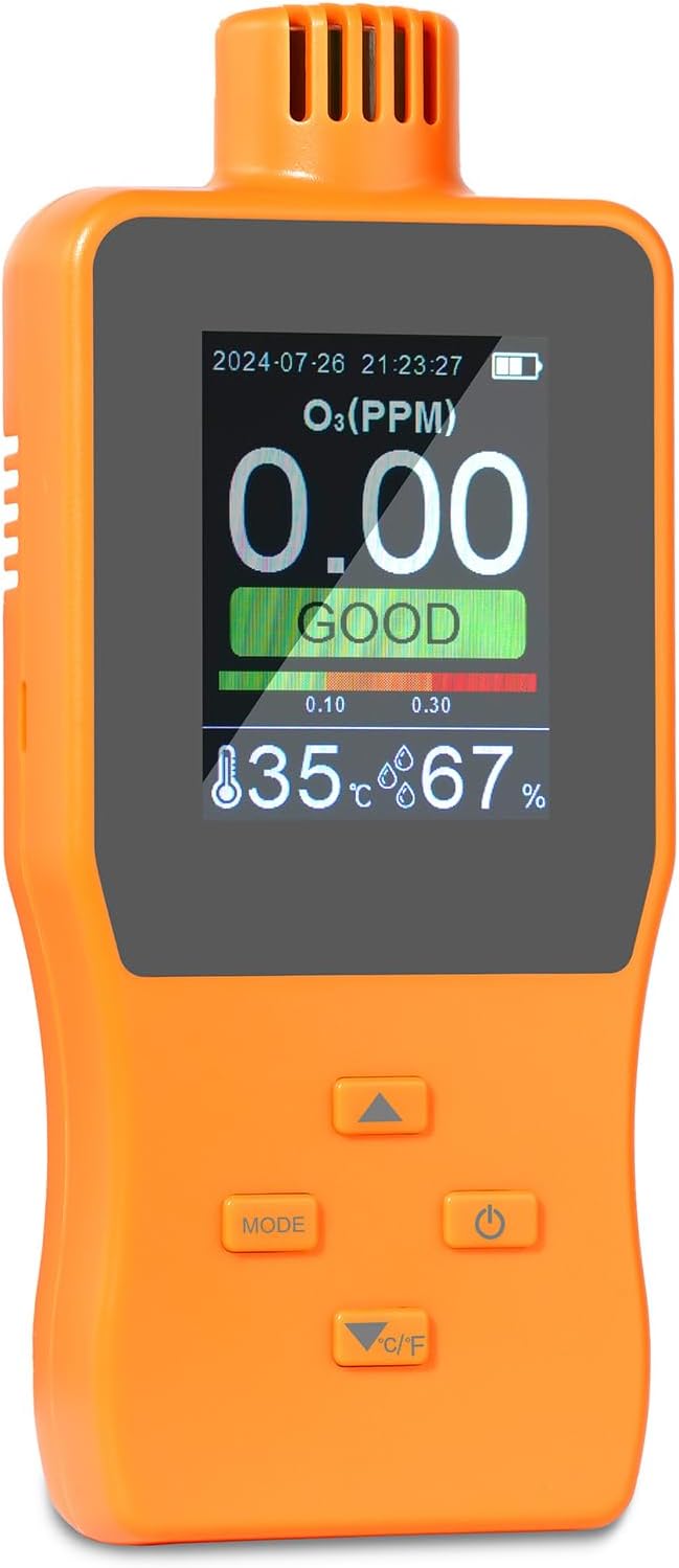 Ozone Detector, O3 Air Quality Meter Indoor, Portable Air Quality Monitor, Temperature Humidity Meter with Backlight LCD Screen Alert by HOME