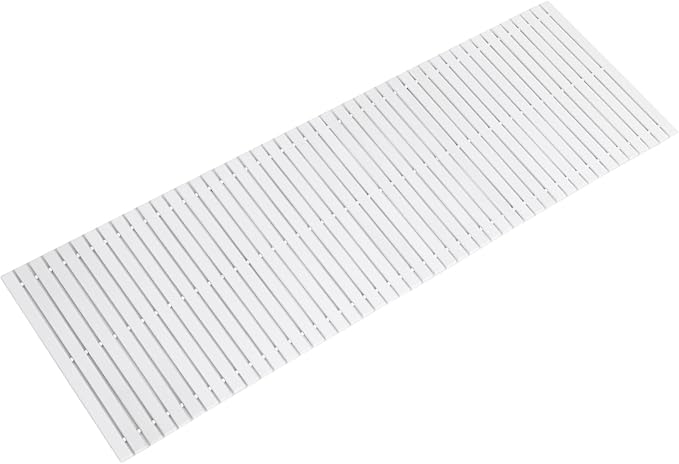 Bath Mat Bathroom Runner Long Large Rugs Floor Wood Shower Bathtub Waterproof Non Slip Accessories 16x48 Inch Easy to Clean, White, 1 pc by Fovlaurs