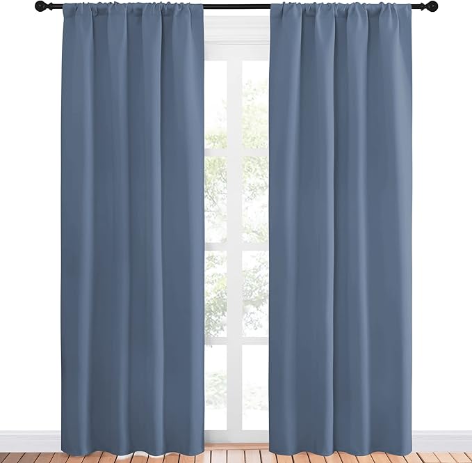NICETOWN Blackout Curtains for Living Curtains, Window Treatment Curtains & Drapes 84 inches Long, Thermal Insulated Privacy Draperies for Bedroom (Stone Blue, 42" Wide x 84" Long, Set of 2) - Image 2