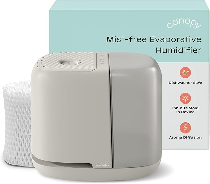 Canopy Bedside Humidifier 2.0, Moonstruck, 36 HR Run Time, 2.5L Capacity - Reading Light & White Noise - Alleviate Symptoms of Allergies, Cold, Dry Skin - Humidifier, Filter, Power Cord & Adapter by Canopy