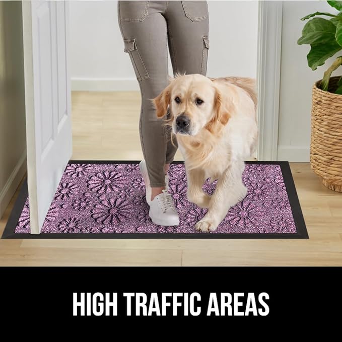 GORILLA GRIP 100% Waterproof All-Season WeatherMax Doormat, Durable Natural Rubber, Stain and Fade Resistant, Low Profile, Indoor Outdoor Door Mats, Easy Clean Entry Mat, 17x29, Purple Confetti Daisy - Image 6