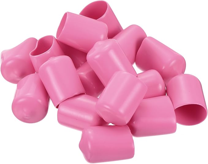 uxcell 20pcs Rubber End Caps 15mm ID Vinyl PVC Round Tube Bolt Cap Cover Screw Thread Protectors Pink - Image 4