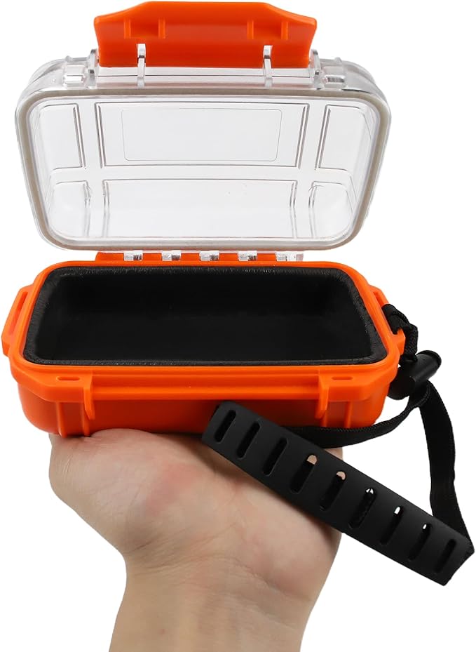 Small Waterproof Box Mini Dry Box Waterproof Container Watertight Storage Case Small Waterproof Boxes for Kayaking Boating Orange Drybox, 5.5" L x 4" W x 2.4" H by Byrixk