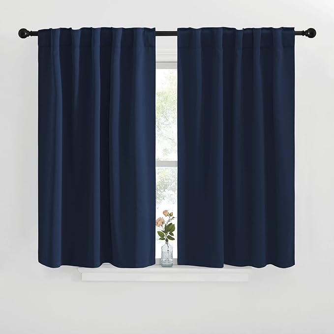 NICETOWN Blackout Curtains Window Drapes - (Navy Blue Color) 42 inches W by 40 inches L, Set of 2, Blackout Curtain Panels for Boy's Nursery by NICETOWN