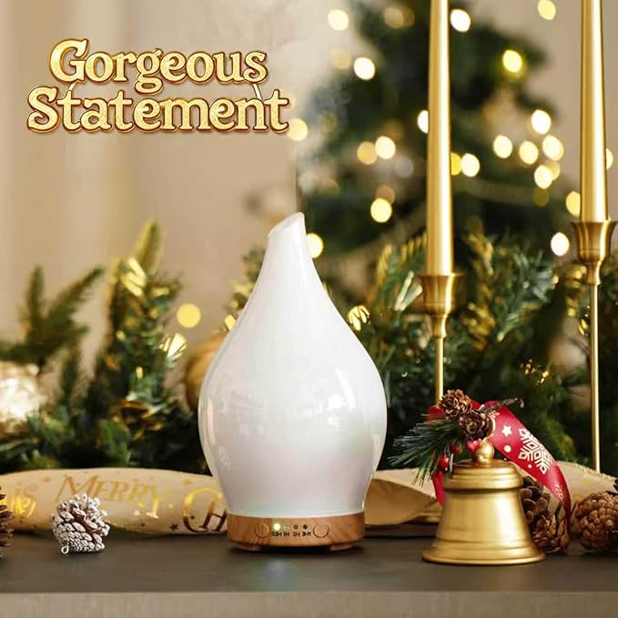 Porseme 150ml Essential Oil Diffuser Glass Color Changing Aroma Air Diffusers Aromatherapy Ultrasonic Cool Mist Humidifier 6 Running Hours Waterless Auto-Off for Sleeping Yoga Office Spa (White Jade) - Image 4