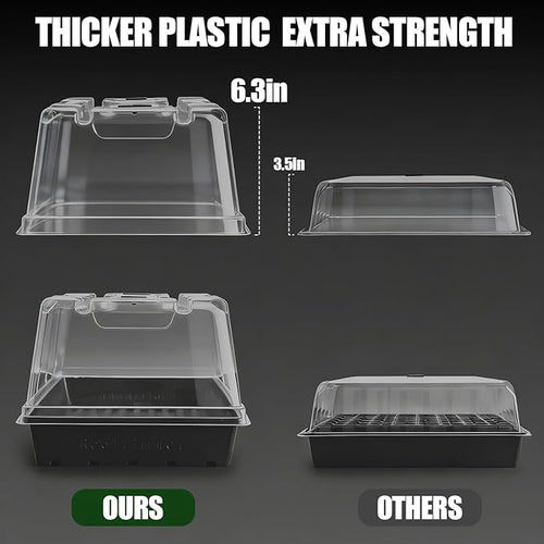 10 Pack 6.3" Tall Humidity Domes for 1020 Trays, Extra Strength Seed Starter Covers with 2 Adjustable Vents, Clear Plastic Propagation Cloning Lids for Germination & Microgreens, BPA-Free - Image 2