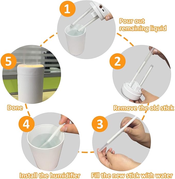 60PCS Humidifier Stick Filter Refill - 6In Humidifier Filter Sticks Air Diffuser Pure Wicks Refill Cotton Filter Stick Replacement Wicks for Small Portable Diffuser in Office Bedroom Home - Image 5