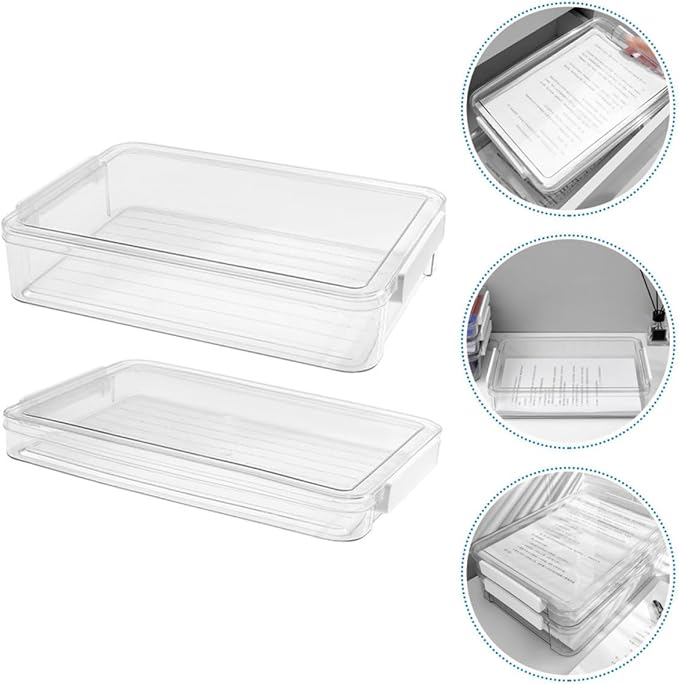TEHAUX 2pcs Document Organizer Storage Box Lightweight File Holder for Office Travel Keep Files Dry Neat Includes Styles Pet Material - Image 5