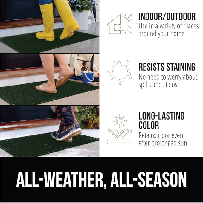 GORILLA GRIP Front Door Mat, Indoor Outdoor Ultra Absorbent HydroAbsorb Doormat, Absorbs Up to 1.7 Cups of Water, Stain and Fade Resistant, Rubber Backing Doormats, Captures Dirt, 29x17 Green - Image 6
