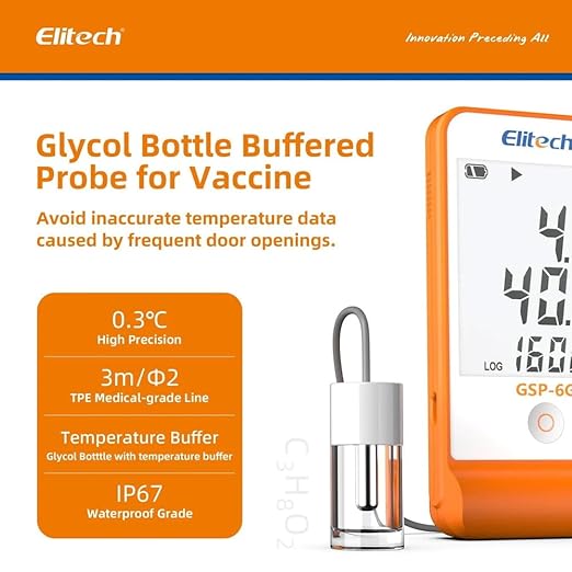 (Pack of 30) Multiuse Digital Temperature and Humidity Data Logger with Glycol (Range: -40 to 85°C) for Medicine, Vaccine Storage & Monitoring | Model: Elitech GSP-6 Pro - Image 8