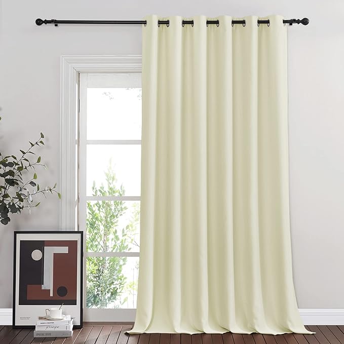 NICETOWN Sliding Door Curtain 108 inches Long, Blackout Patio Door Panel Privacy Thermal Insulated Sound Reducing Room Divider Drape for Bedroom/Living Room (1 Panel, Beige, W80 x L108) by NICETOWN