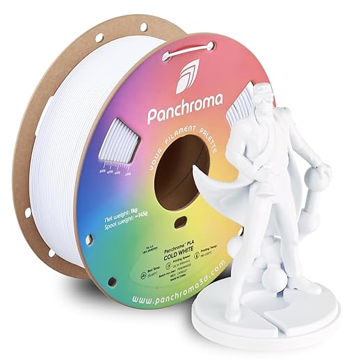Panchroma PLA Cold White 3D Printer Filament, 1.75mm, 1kg Spool, Easy to Print, High Speed Printing, Tangle Free, AMS Compatible, Perfect for Toys, Decor, Miniatures, Models & Cosplay by Polymaker