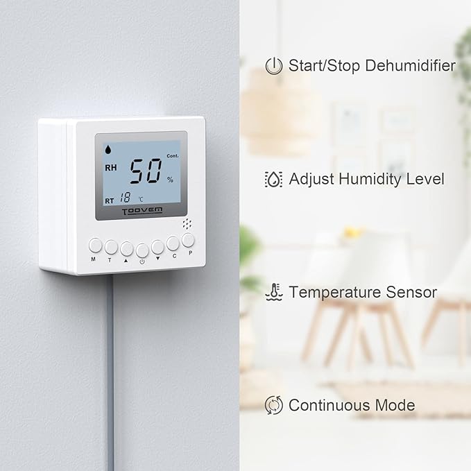 BaseAire Dehumidifier Remote Controller for Digital Humidity, Temperature, Adapt The Humidity Level, Suitable for Dehumidifier Airwerx 35P, 55, 65X, 55S WiFi, 65XS WiFi, 90, 90X, 100X, 120X,White - Image 4