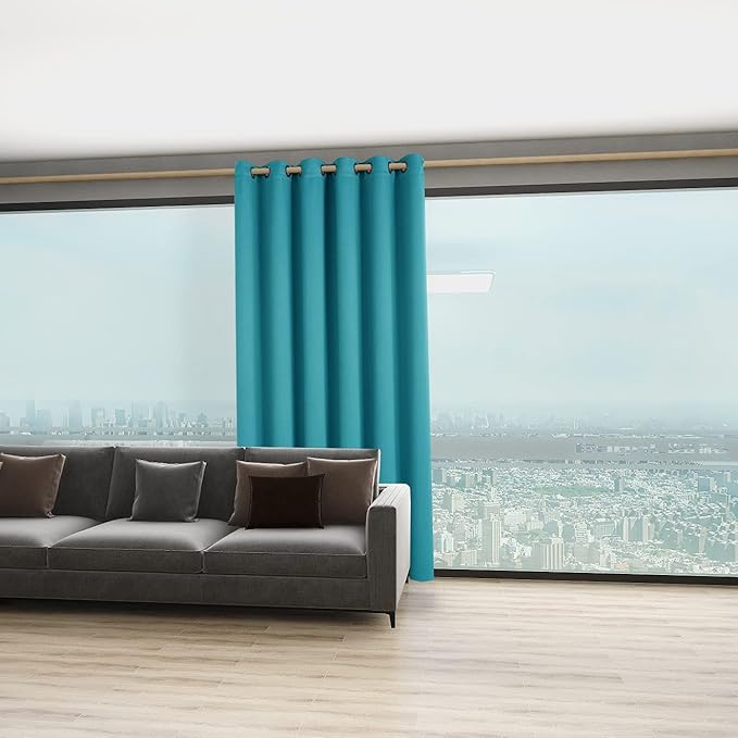 BONZER Room Divider Curtain Total Privacy Wall Noise Reducing Wide Blackout Curtains for Bedroom Living Room, 108L x 70W Inch (9L x 5.8W ft), 1 Panel, Teal - Image 4