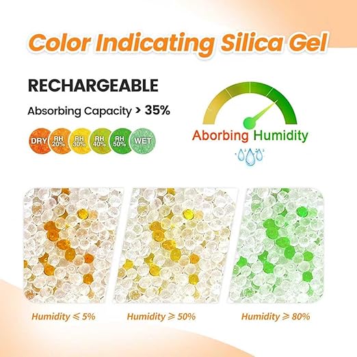 ADSorbco Rechargeable Desiccant Packs for Storage, Rechargeable Silica Gel Packets, Color Indicating Desiccant Packs for Suitcase, Storage Bins, 3D Filaments, Electronics, Cars, Safe (63, 200g) - Image 4