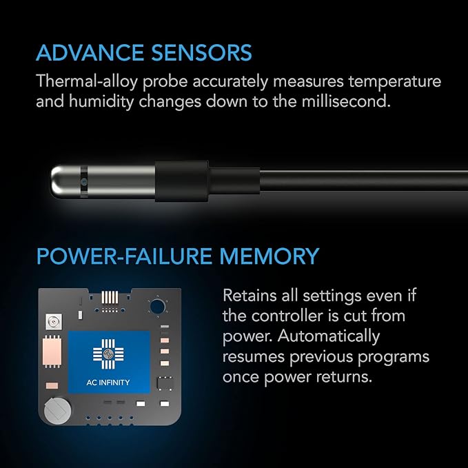 AC Infinity Controller 67, Smart Bluetooth Fan Controller with Temperature, Humidity, Schedules, Grow Cycles, Dynamic Speed Programming for CLOUDLINE Airlift Fans Cooling and Ventilation - Image 4
