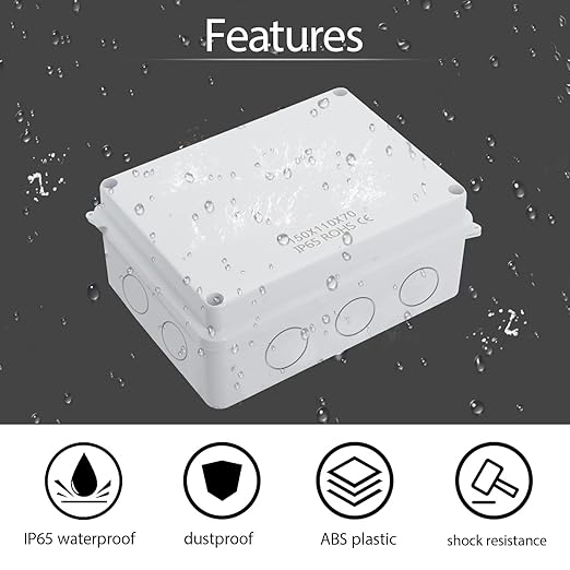 LeMotech Junction Box, Electrical Box IP65 Water Resistant Dustproof ABS Plastic Project Enclosure for Electronics White, External Size 5.9 x 4.3 x 2.8 inch - Image 5