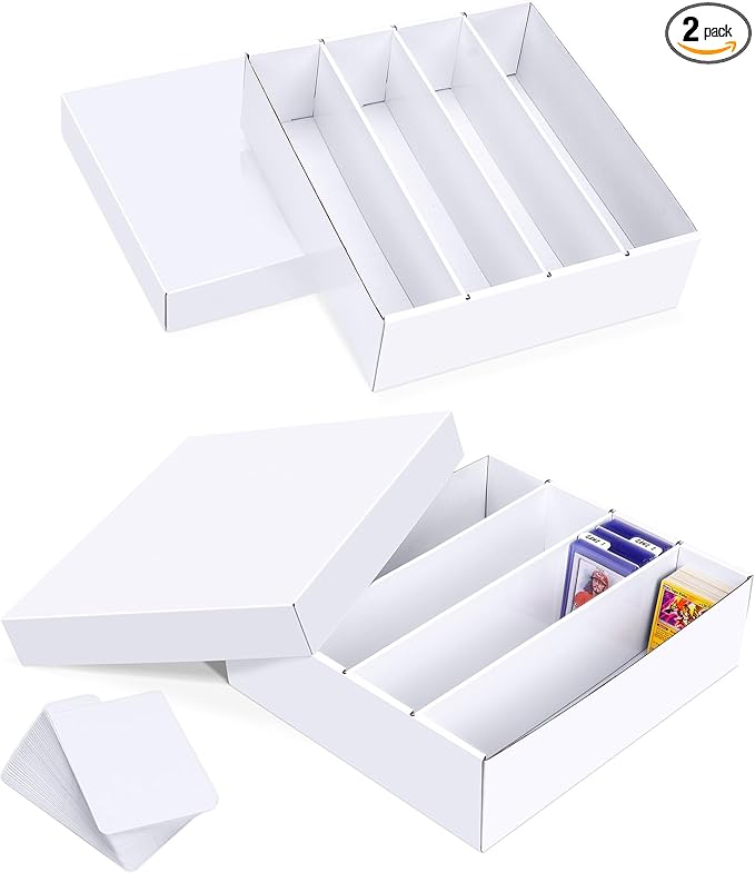 Trading Card Storage Box, 3200 Count Cardboard Storage Box with Divider for Sports, Tcg, Mtg Card(2 Pack) by Leyzan