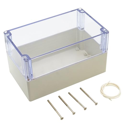 LeMotech ABS Plastic Junction Box Dustproof Waterproof IP65 Electrical Enclosure Box Universal Project Enclosure Grey with PC Transparent Clear Cover 7.9 x 4.7 x 4.4 inch(200 x120 x113 mm) by LeMotech