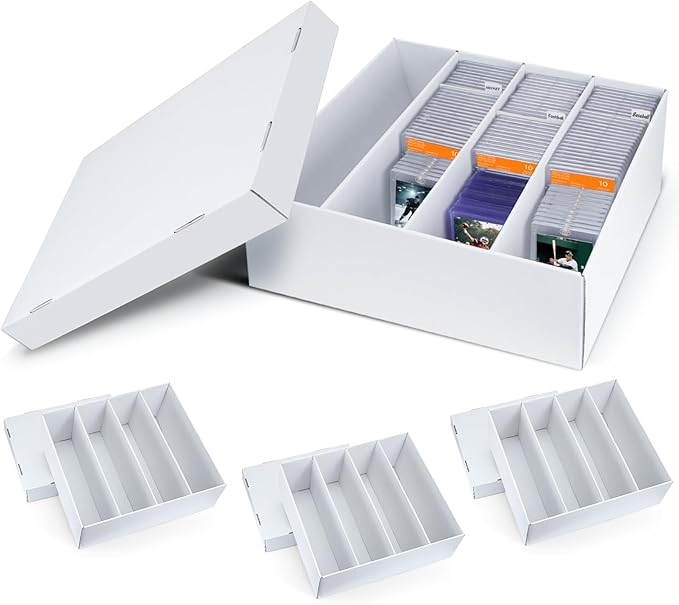 Pulchra 4 Pack Trading Graded Card Storage Box - 4 Rows Graded Card Case Holds 176 PSA Slab Cards, Graded Card, Cardboard Holder Organizer Boxes with Dividers for Sport Cards PSA/GMA/CSG/SGC/HGA/MTG - Image 8