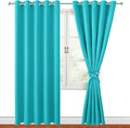 Hiasan Blackout Curtains for Bedroom, 60 x 84 Inches Long - Thermal Insulated & Light Blocking Window Curtains for Living Room, 2 Drape Panels Sewn with Tiebacks, Turquoise by Hiasan