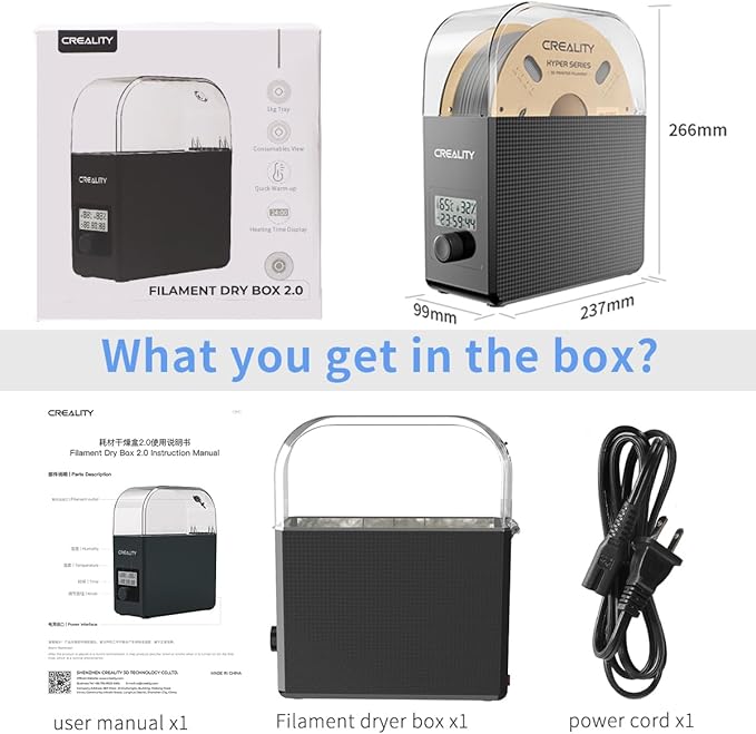 2025 New Creality Official Filament Dryer Box 2.0 with Fans-Christmas Gifts, Upgraded 1KG 3D Printer Material Dehydrator Keep Materials Dry During Printing Storage Drier for PLA PETG ABS TPU Nylon - Image 6