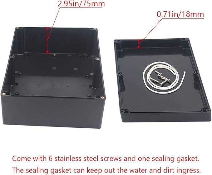 Project Box IP65 Waterproof Junction Box ABS Plastic Black Electrical Boxes DIY Electronic Project Case Power Enclosure 11.42x8.27x3.94 inch (290x210x100 mm) - Image 4
