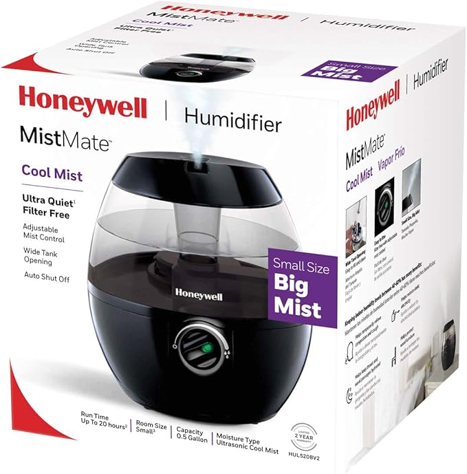 Honeywell HUL520B Mistmate Cool Mist Humidifier Black With Easy Fill Tank & Auto Shut-Off, For Small Room, Bedroom, Baby Room, Office - Image 2