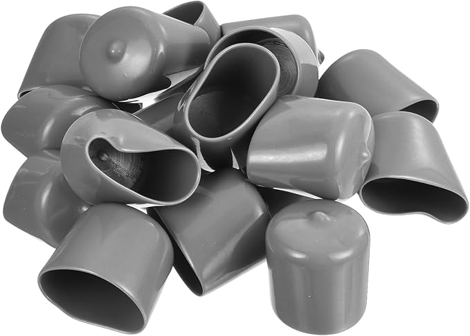 uxcell 20pcs Rubber End Caps Protective Caps 33mm ID Vinyl PVC Round Tube Bolt Cap Cover Screw Thread Protectors, Light Grey - Image 4