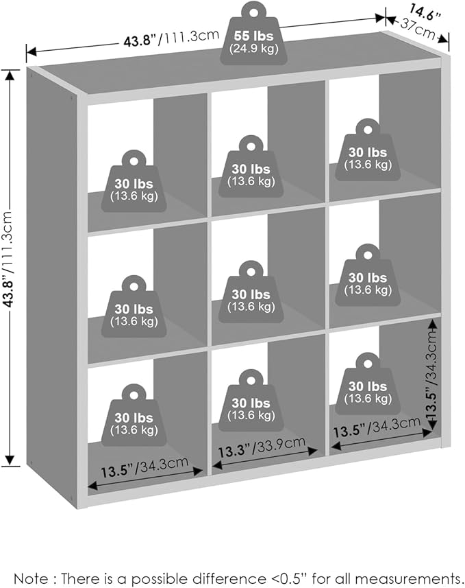 Furinno Simple Cube Storage Organizer, 9-Cube Display Shelf, Open Back Shelving Unit, Storage Shelves, Extra Thick Frame, for Organization and Storage, Living Room, Home Office, White - Image 3
