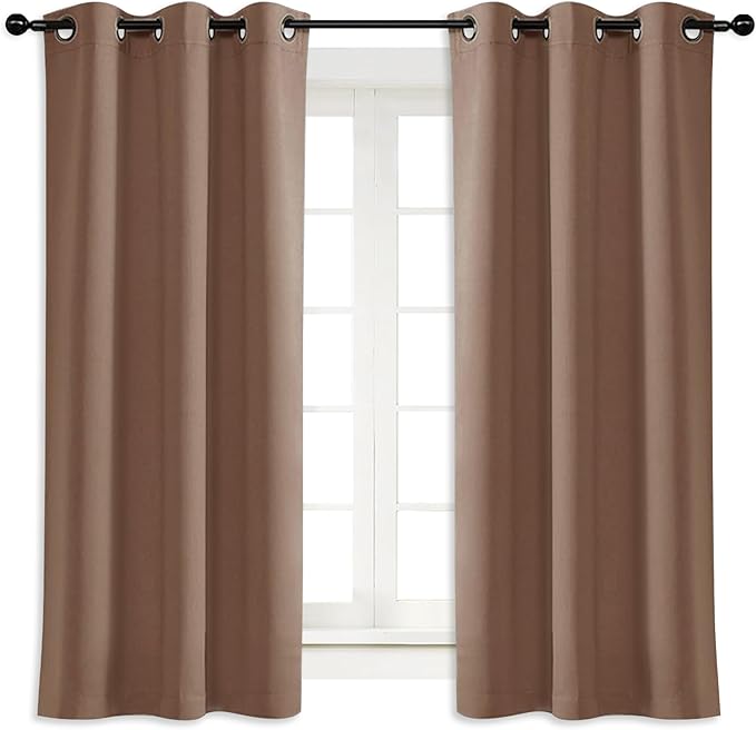 NICETOWN Blackout Curtain Blind for Bedroom, Single Panel, W42 x L45 inches, Cappuccino, Thermal Insulated Grommet Blackout Room Darkening Drape/Drapery by NICETOWN