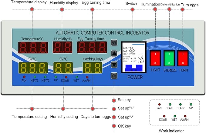 Egg Incubator Temperature Controller Thermostat, XM‑18G 110V Automatic Control System Poultry Egg Incubator Temperature Humidity Sensor Controller with Sensor Probe - Image 2