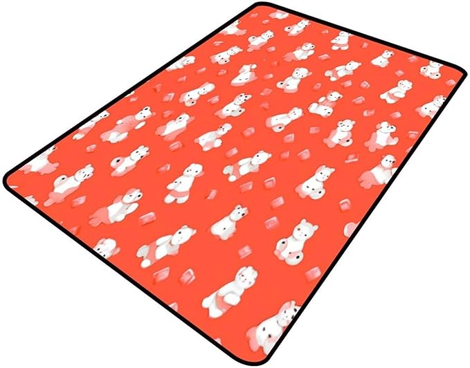 Rug, Red Bear Pattern Printing Washable Area Rugs Fade Resistant, Flame Resistant, Quick Dry, Stain Resistant, Waterproof Floor Carpet for Living Room Bedroom, 72 x 108 Inch by Snarena
