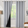 BGment Thermal Insulated 100% Blackout Curtains for Bedroom with Black Liner, Double Layer Full Room Darkening Noise Reducing Grommet Curtain (46 x 90 Inch, Light Grey, 2 Panels) by BGment