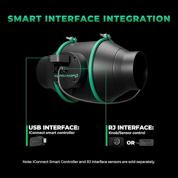 Mars Hdyro iFresh 4 Inch Smart Inline Duct Fan with Variable Speed Controller, 205 CFM App Control Ventilation Exhaust Fan for Grow Tents, Hydroponics - Image 2