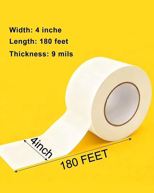 Crawl Space Vapor Barrier Tape - 4 inch x 180Ft Roll Strength Seal for Polyethylene Moisture Barriers & Insulation Tape, White Seam Tape - Image 2