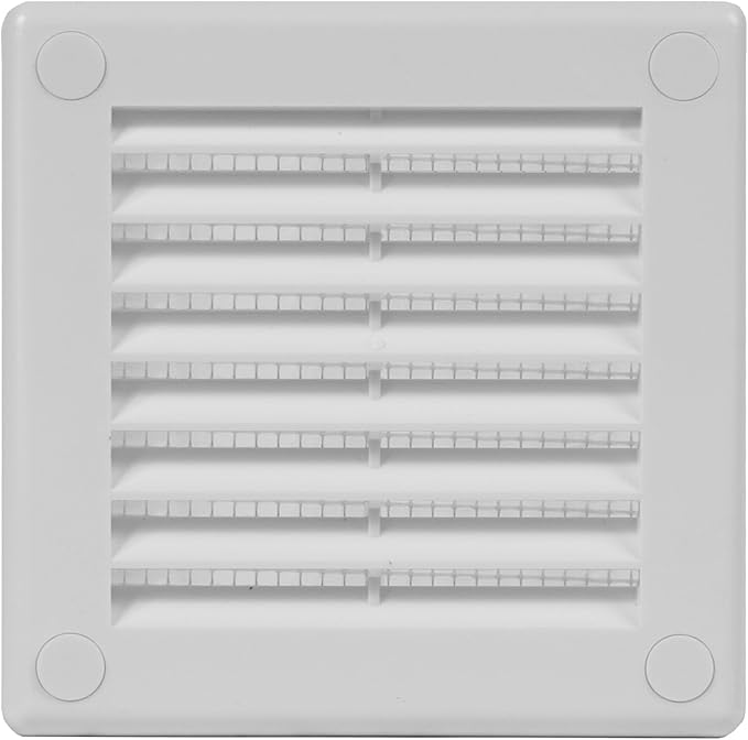 4" x 4" (Outer Size) Square Air Vent Cover – White Plastic Vent Deflector - Screen Mesh, Surface Mount Wall Ceiling – Cold Air Return Soffit Air Vent Cover - Register Indoor Outdoor by Unknown