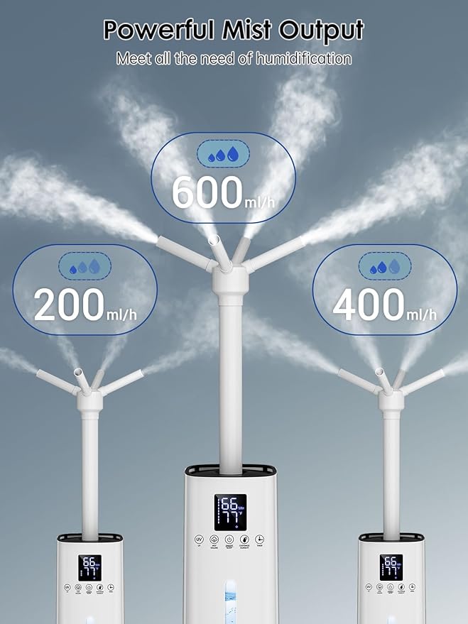 15L/4Gal Humidifier Large Room, 600mL/h Misting, 1200ft² Coverage, Auto Humidity Control, 72H Runtime, Top Fill, Aroma Diffuser, Sleep Mode, 12H Timer, Auto Shutoff Protection - Image 3