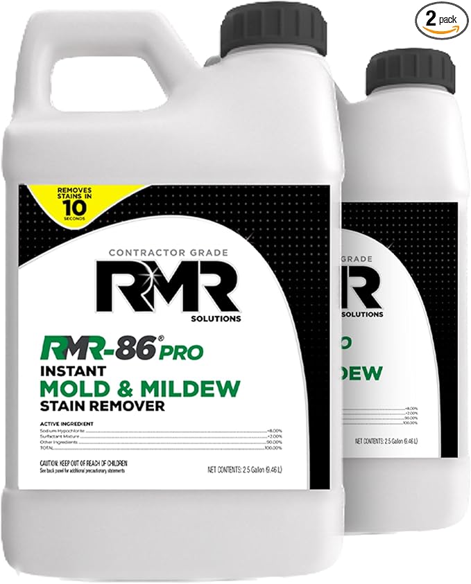 RMR-86 Pro Instant Mold Stain & Mildew Stain Remover - Contractor Grade Cleaning Solution, Professional Quality Formula, Odor Removal, 2.5 Gallon, 2 Pack by RMRBrands