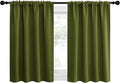 NICETOWN 2 Panels Blackout Curtains, Rod Pocket Thermal Insulated Drapes for Kitchen, Heavy Duty Small Window Treatment for Dorm Room, Studio Apartment, Basement (Olive Green, W42 x L30) by NICETOWN