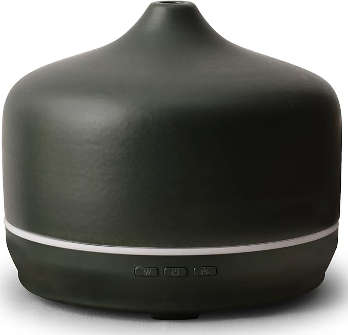 Porseme 500ml Ceramic Essential Oil Diffuser Aromatherapy Ultrasonic Cool Mist Humidifier 15-21 Running Hours Air Diffusers for Sleeping Yoga Office Working Spa and Rest (Hunter Green) by Porseme