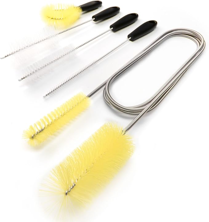 Flexible Sewer Brush, 61-Inch Long Dual Head Hose and Crevice Brush, and 3-Pack 7.8-Inch Straw Cleaning Brushes by Suseg