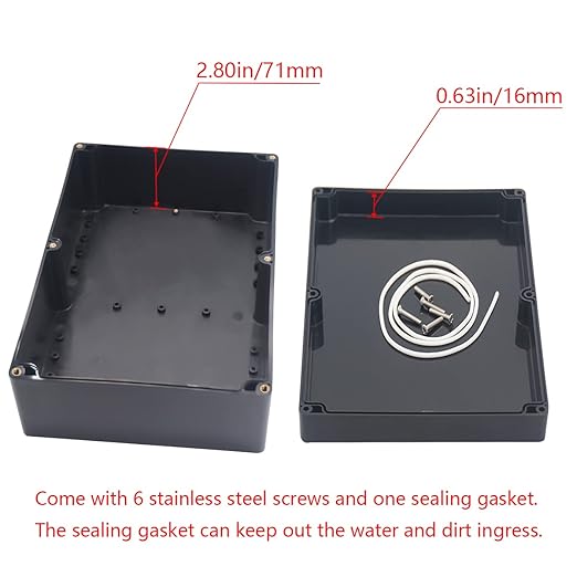 Junction Box IP65 Waterproof ABS Plastic Electrical Project Case Power Junction Boxes, Project Box with 4 PCS M16 Cable Glands 10.35x7.17x3.74 inch (263 x 182 x95 mm) - Image 4