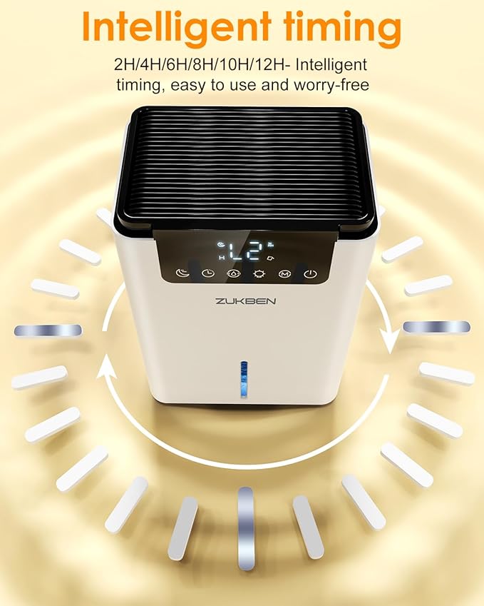 Dehumidifier,75 OZ Quiet Dehumidifier for Home Bedroom Bathroom RV Closet with Timer,Auto Shut Off,Sleep Mode,7 Colors LED Light (2200ML) - Image 6