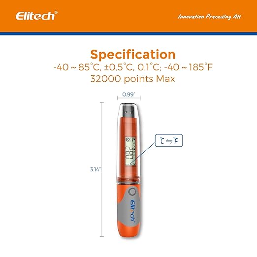 Elitech USB Temperature Data Logger Reusable Digital Recorder Medical Refrigerator Thermometer Programmable Monitor RC-51 32000 Points High Accuracy (100 Packs) - Image 5